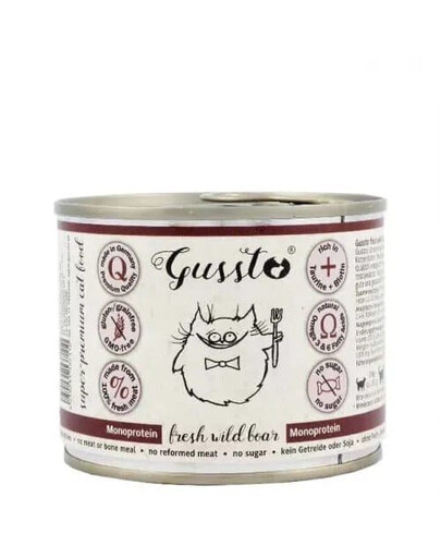 GUSSTO Cat Fresh Wild Boar pâtée pour chats au sanglier 200 g